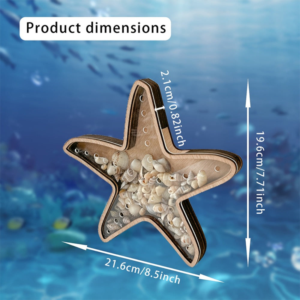 Wooden Starfish-Shaped Decorative Tray with Ocean Theme for Shell, Crystal and Dresser Displays