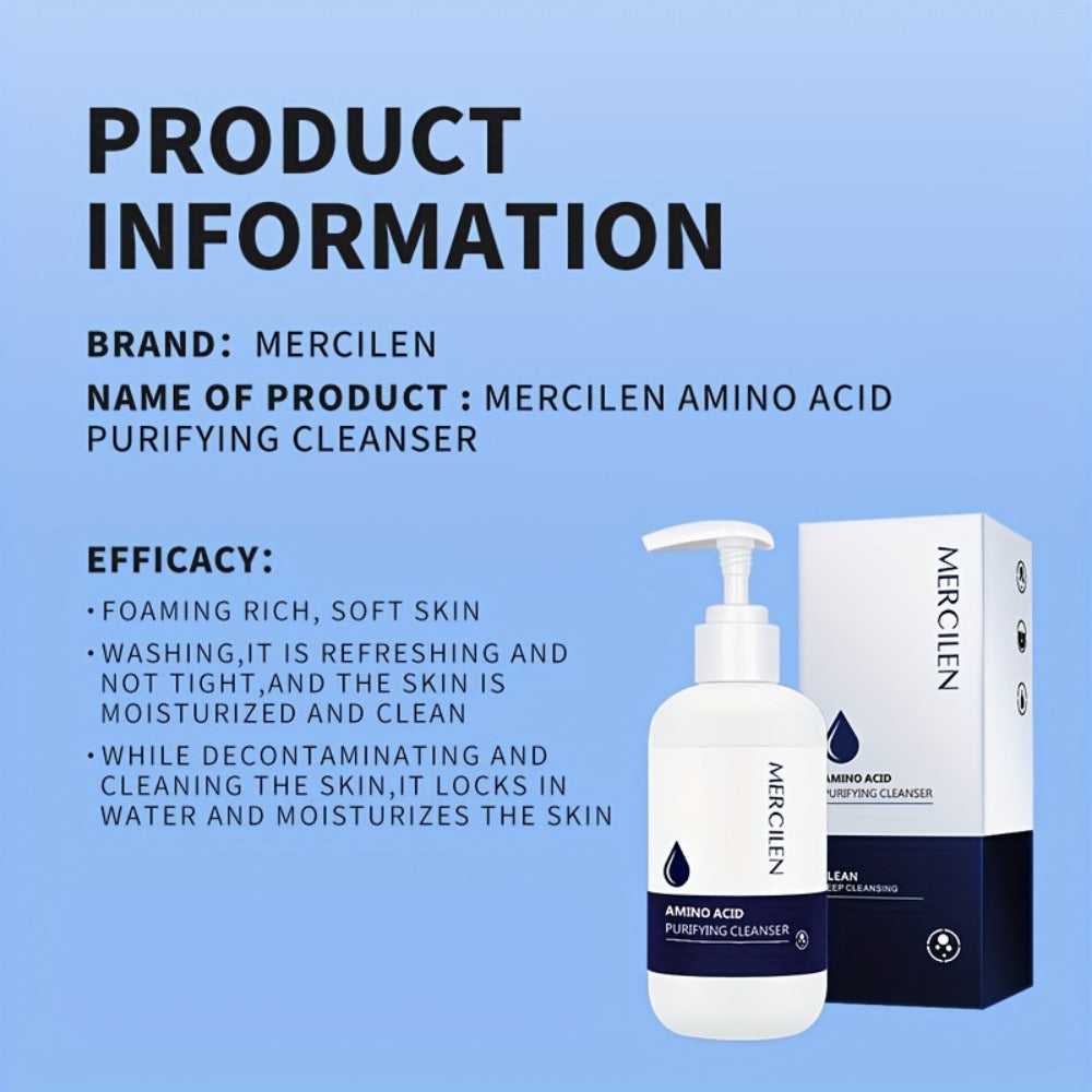 Gentle Purifying Amino Acid Face Wash – Soft Hydrating Foam Cleanser for All Skin Types, Deep Cleanse Without Stripping Moisture Barrier, Daily Facial Cleanser for Women & Men