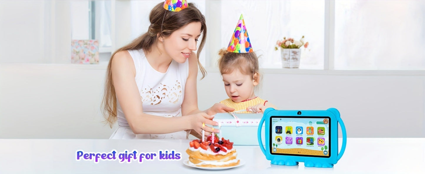Kids Tablet 7 Inch with Android 14, 2GB RAM, 32GB Built-In Storage, Dual Cameras and Protective Case