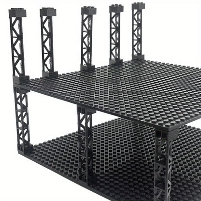 2x2x10 Pillar Support Bricks 20pcs Black – LEGO-Compatible Column Rod Blocks for MOC City Train Girder Military Architecture Builds, Parts 58827 95347, Bulk Brick Accessory for Kids & Adults
