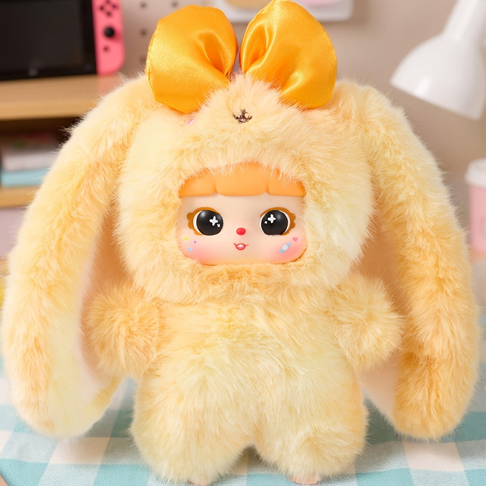 Plush Toy – Kawaii Rabbit with Detachable Face Panel and Assorted Character Styling for Display