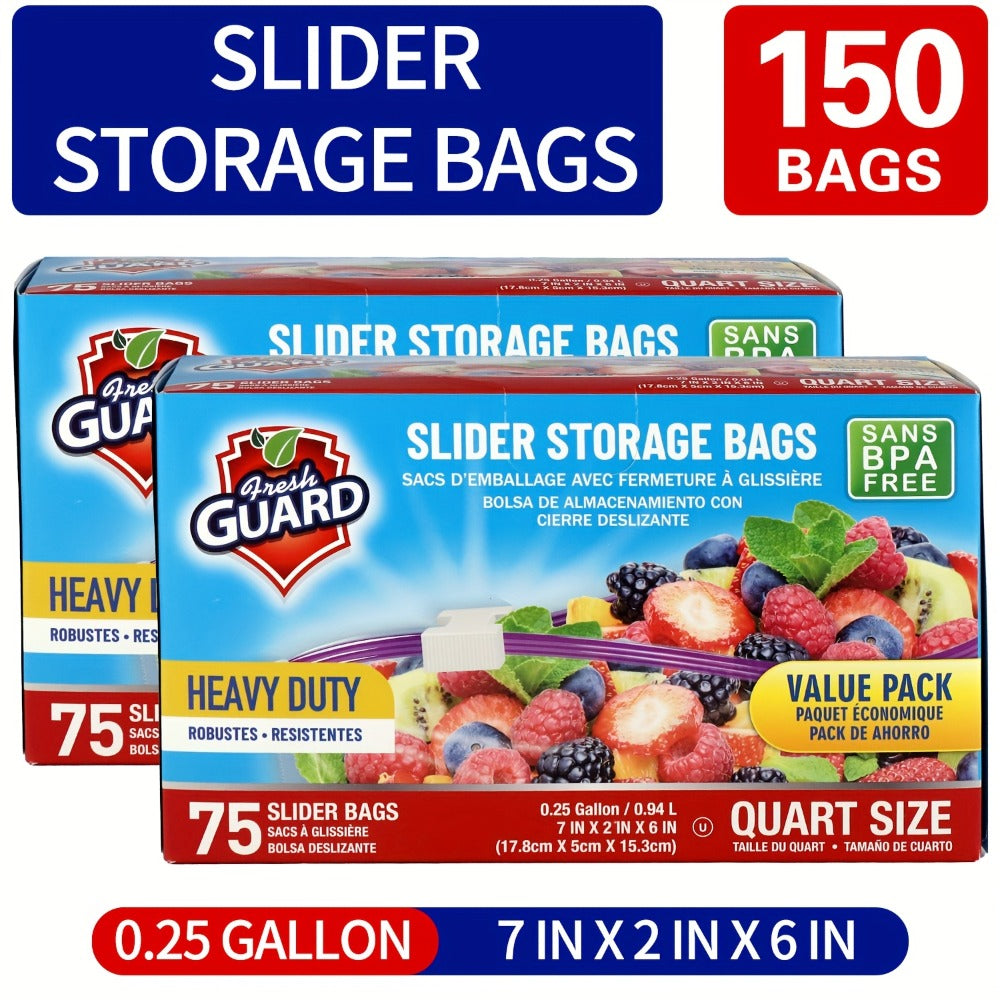 Storage Bags Fresh Guard Slider Freezer Bags in Quart, Gallon and 2.5-Gallon Sizes with 22- to 150-Count Options