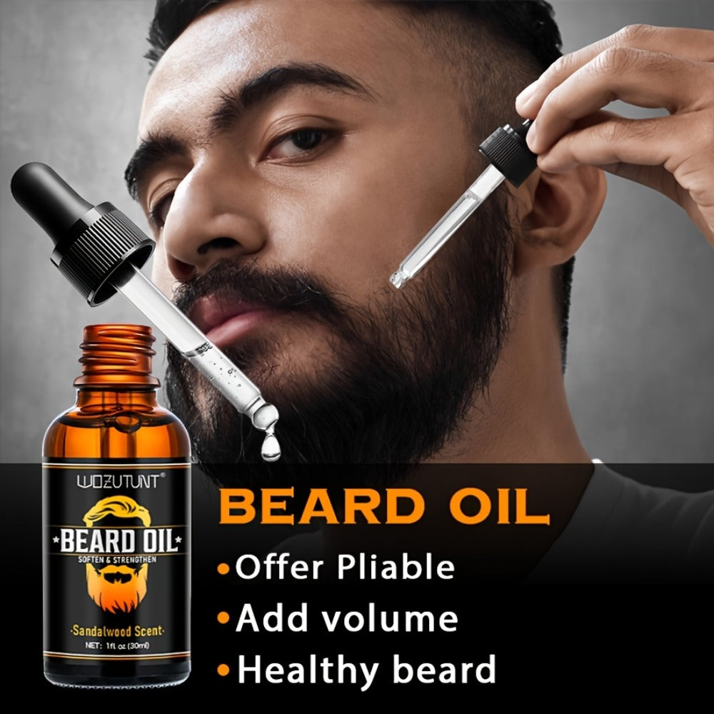 Beard Oil & Balm Grooming Kit for Men — 9-Piece Complete Beard Care Set with Conditioner Wash Brush Comb Clippers Travel Pouch, Beard Pen Option, Birthday Father's Day Gift