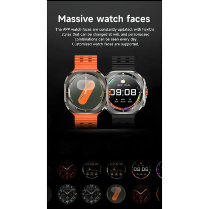 Smart Watch Round Display with Wireless Calling, Custom Faces and Orange, Black, White or Blue Band