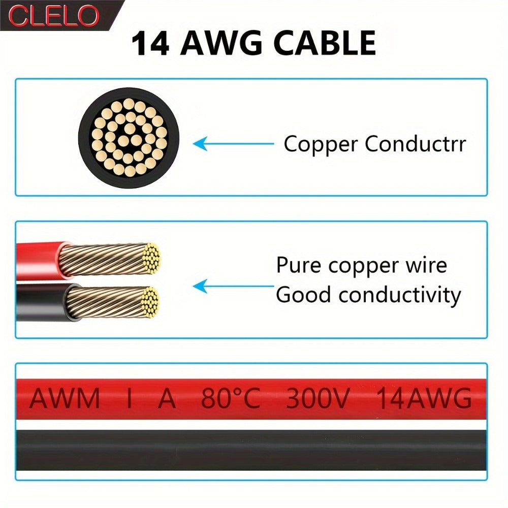 Solar Panel Extension Cable 14AWG – Tinned Copper MC4 Connector Wire for RV, Camper & Off-Grid Solar Systems | 30FT or 40FT