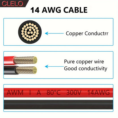 Solar Panel Extension Cable 14AWG – Tinned Copper MC4 Connector Wire for RV, Camper & Off-Grid Solar Systems | 30FT or 40FT
