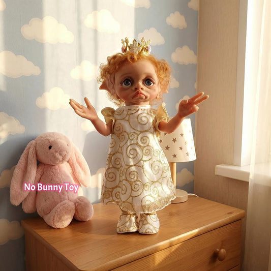 Fairy Elf Reborn Doll 15 Inch Soft Vinyl Full Body Hand-Painted Collectible Art Doll with Wavy Hair & Crown – Poseable Fantasy Girl Doll Gift for Kids Halloween Christmas Birthday