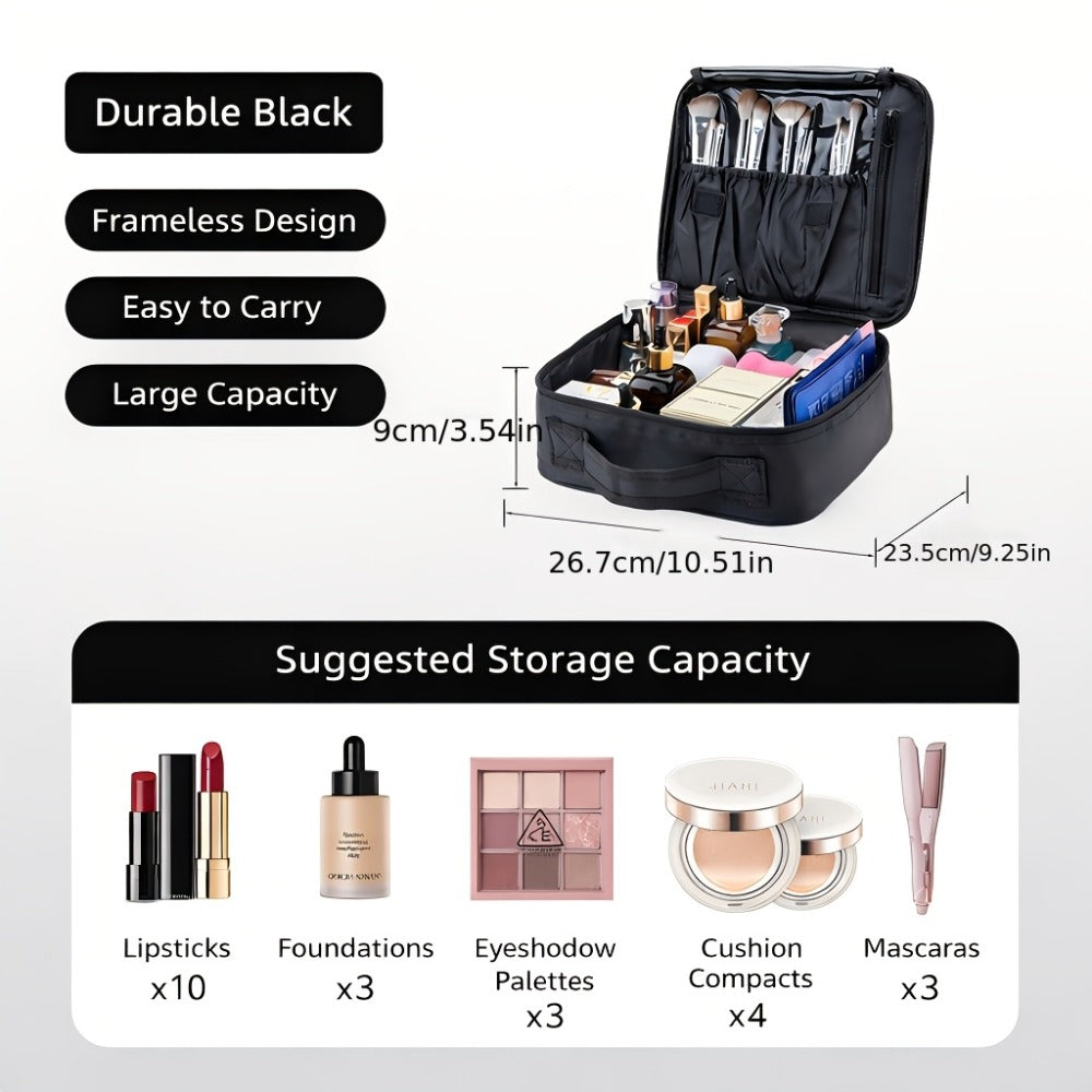 Makeup Bag – Large Makeup Bag for Women Travel Toiletry Case Durable Fabric Cosmetic Organizer Sturdy Handle Easy Clean Lining for…