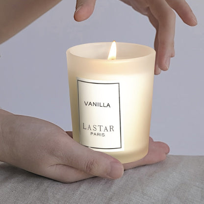 Vanilla Scented Candle in Round Glass Jar with Glitter Accents – Soy Wax Aromatherapy Candle for Home, Hotel & Wedding Decor, Holiday Gift for Christmas, Valentine’s Day & Mother’s Day