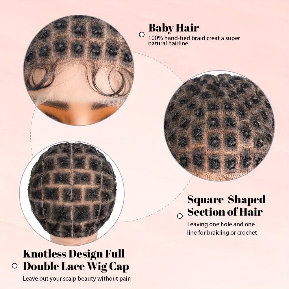 Pre-Sectioned Crochet Wig Cap with 45 to 122 Braided Sections in Natural Black or 613 Color Options