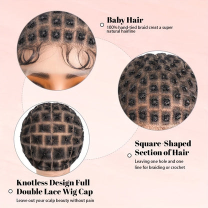 Pre-Sectioned Crochet Wig Cap with 45 to 122 Braided Sections in Natural Black or 613 Color Options