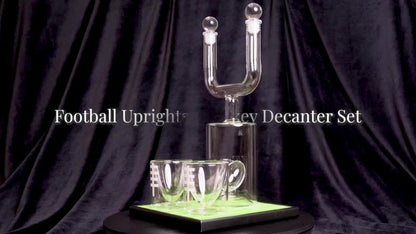 Football Goalpost Whiskey Decanter Set with 28 oz Bottle, Two 3.8 oz Game-Day Glasses and Field Display Base
