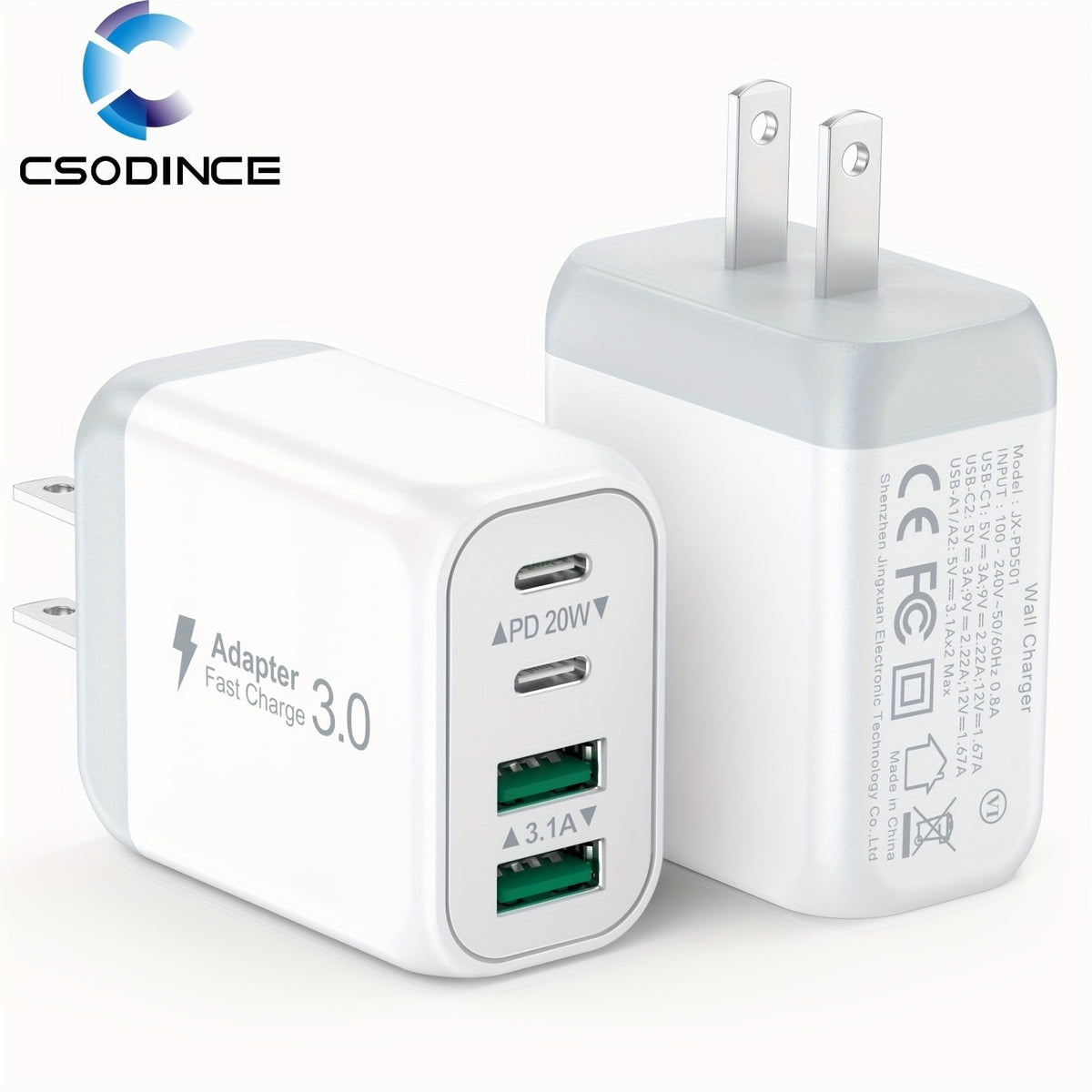 40W 4-Port USB-C Wall Charger 2-Pack PD 3.0 Fast Charging Block Cube for an Everyday Personal Care Routine