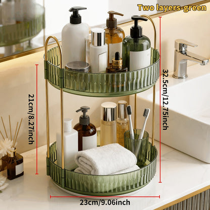 Rotating Multi-Level Makeup Organizer with Detachable Trays and 12 Exact Color-and-Layer Options
