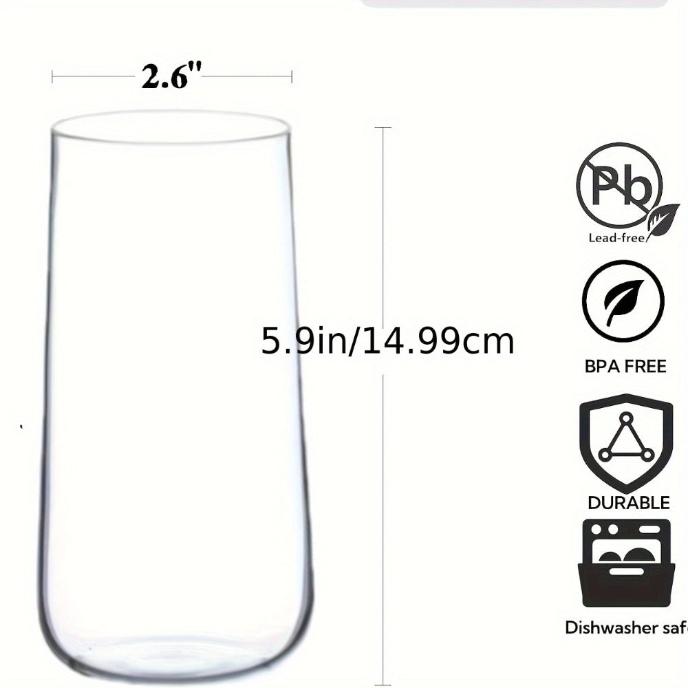 Drinking Glasses Set of 6 – 17.5oz Large Clear Crystal Glass Cups, Lightweight Glassware Set for Water, Juice, Iced Tea, Mojito, Cocktails, Kitchen & Bar Use, Holiday Entertaining