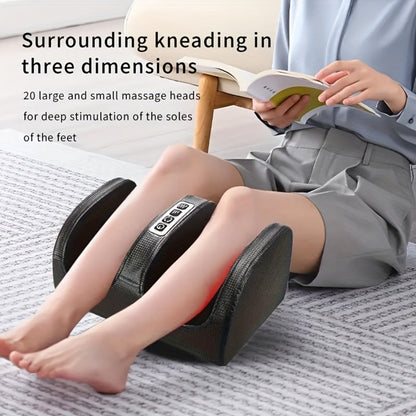 Open Foot and Lower-Leg Massager with Bidirectional Rollers, 15-Minute Timer and Black or Red Finish