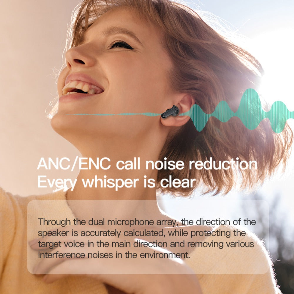 Touchscreen ANC Wireless Earbuds Full-Color Display, Noise Cancelling In-Ear with Charging Case for Sports Gaming Business