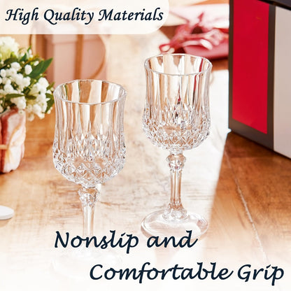 Plastic Wine Glasses 24 Pack 7oz – Unbreakable Crystal Vintage Champagne Flute Glasses Reusable Drinkware for Wedding Party Outdoor Events Kitchen