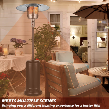 Propane Patio Heater 47000 BTU Outdoor Standing Heater with Wheels, 18-Foot Heating Radius, Fast Heat in 1 Min, Auto Shut-Off, Triple Protection for Patio Garden Deck Backyard Balcony