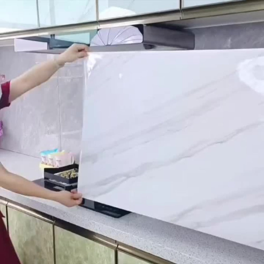 Marble Peel and Stick Wallpaper Roll - Oil-Proof Self-Adhesive Wall Contact Paper for Kitchen Backsplash Bathroom Countertop