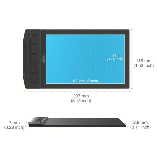 Drawing Tablet XENX 8192 Pressure Levels Battery-Free Stylus 5080 LPI 266 PPS 2 Programmable Buttons Compatible with Android Mobile Windows Mac Portable Pen Tablet for Digital Art Animation Design