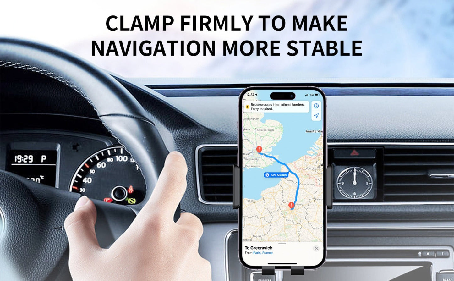 Infrared Auto-Sensing Car Phone Mount 10W Wireless Charging Auto-Lock Clamp Vent Clip Dashboard Suction 360° for iPhone 16 15 14 13 12, Samsung Galaxy S24 S23 S22, All Qi Devices – Black