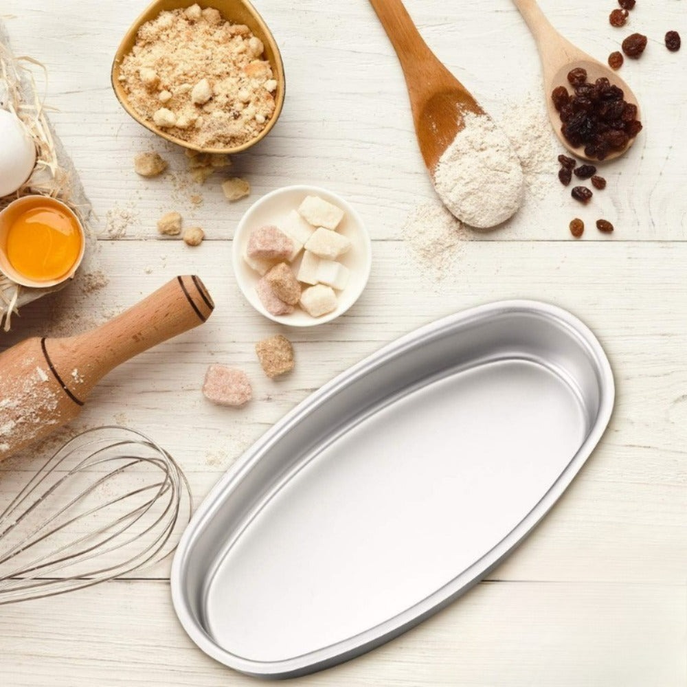 Two-Piece Nonstick Oval Aluminum Bread Pan Set for Loaves, Cakes, Cheesecake and Oven Baking
