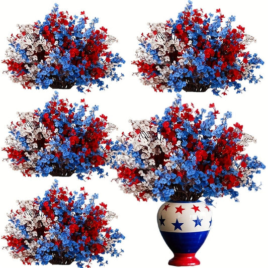 Artificial Flowers Nine-Piece Red White and Blue Baby's Breath Set for Patriotic Table Decor