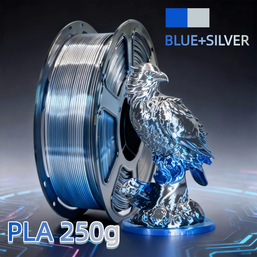 Dual Color PLA Filament 1.75mm 250g Vacuum Packed – Neatly Wound High Precision ±0.02mm Smooth Printing Two-Tone Gradient 3D Printer Filament | Dual Color PLA Spool for FDM 3D Printers Hobby Makers