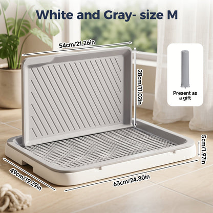 Indoor Dog Toilet Tray – Splash-Proof Wall Style, Non-Slip Removable Pet Potty Tray in Thickened PP for Small to Medium Dogs, Extra Large
