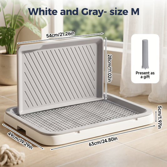 Indoor Dog Toilet Tray – Splash-Proof Wall Style, Non-Slip Removable Pet Potty Tray in Thickened PP for Small to Medium Dogs, Extra Large