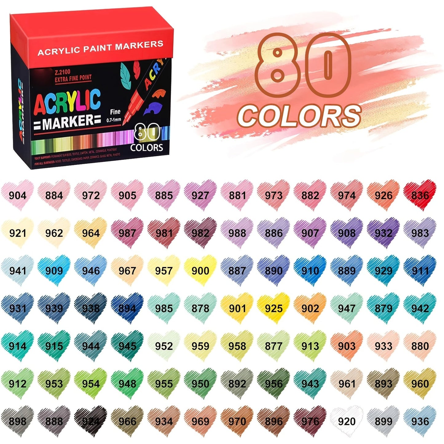 Soft Brush Acrylic Paint Pen Set with Clear Barrels in 12-, 36-, 60-, 80- or 120-Color Checkout Options