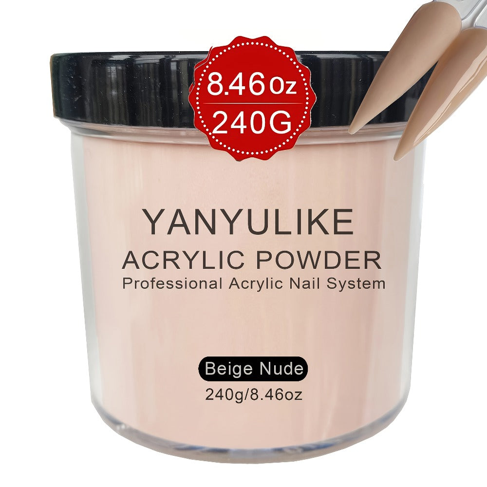 240g Acrylic Nail Powder Jar in Clear, Pink, Nude or White for Use with Compatible Acrylic Liquid