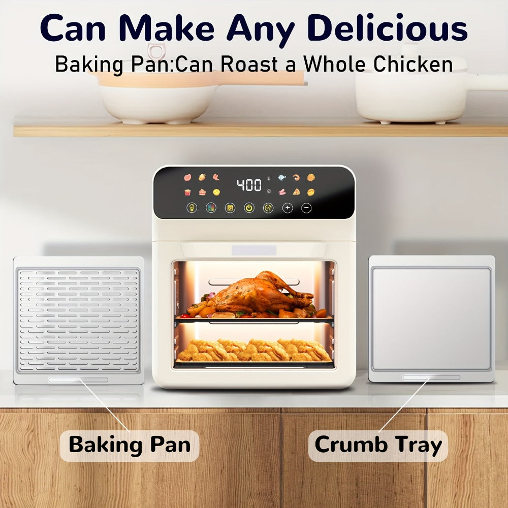 12-Quart Countertop Air Fryer Oven with Viewing Window, Interior Light and White or Black Finish