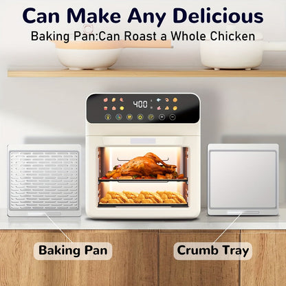 12-Quart Countertop Air Fryer Oven with Viewing Window, Interior Light and White or Black Finish