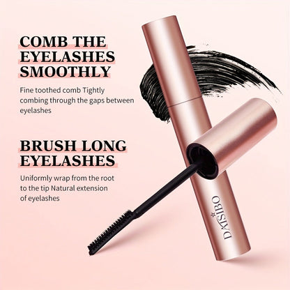 Black Mascara Two-Piece Set in Rose-Colored Tubes with Slim Precision Bristle Applicator Wands