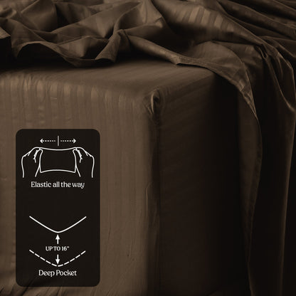 Striped Microfiber Sheet Set with 3- or 4-Piece Packages, 11 Colors and Six Bed Size Options