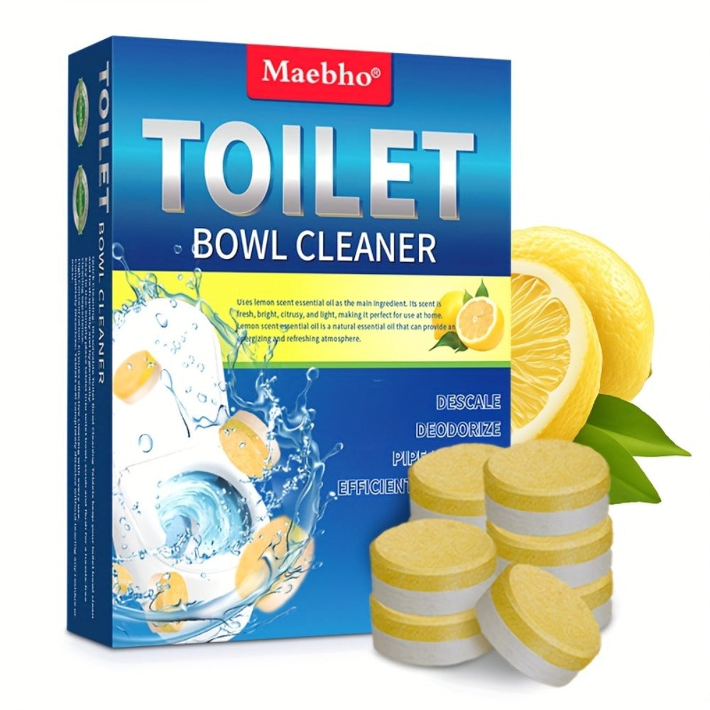 Cleaning Tablets – Lemon Scented Toilet Cleaner Tablets for Stain & Urine Removal, Deodorizing Bowl Cleaner | Coffee Machine Cleaning Tablets for Deep Descaling & Stain Removal