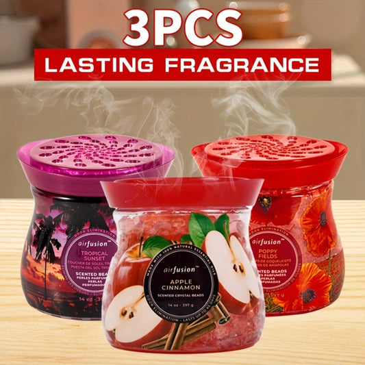 Air Freshener Scented Beads 3-Pack – Long-Lasting Fragrance Beads, Multi-Purpose Odor Eliminator for Home, Car, Closet, Bathroom & Office, Essential Oil Aromatherapy, 6 Scents Available