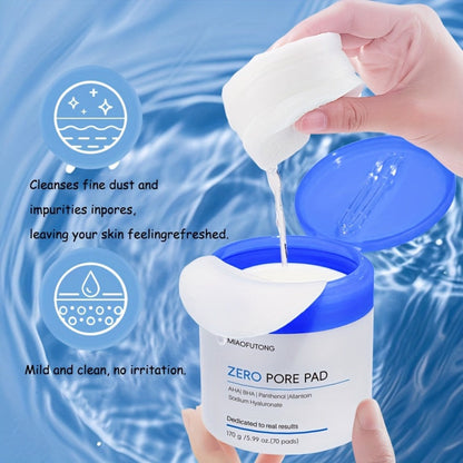 Exfoliating Cleansing Pads with Hyaluronic Acid & Rose Water 70 Count - Dual-Texture Deep Pore Cleansing Moisturizing Wipes Camellia Extract All Skin Types Women Daily Skincare