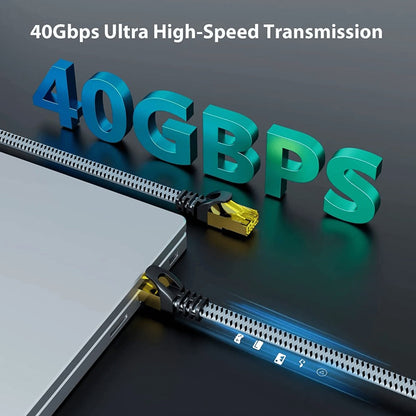 Cat8 Ethernet Cable Braided Heavy Duty – 40Gbps 2000MHz RJ45, High Speed Network LAN Cable for Gaming, Router, Modem & PC, 6FT / 25FT / 35FT