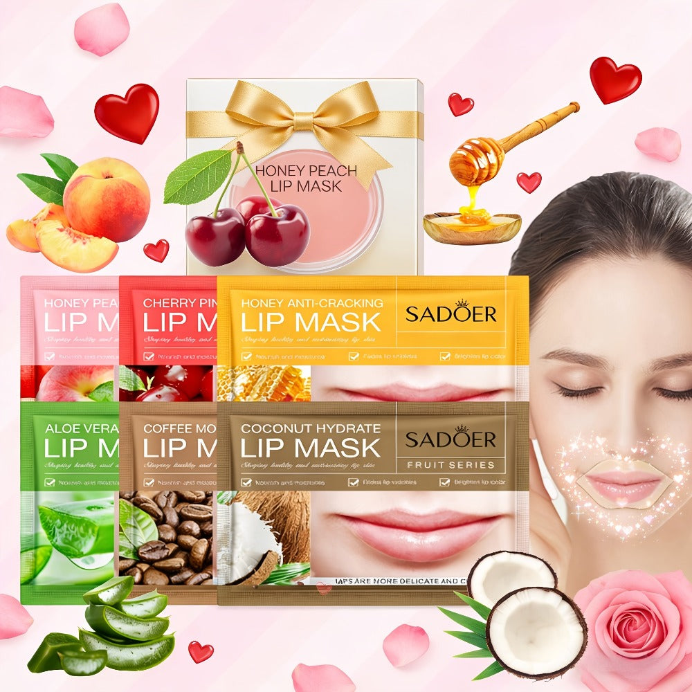 Thirty Individually Wrapped SADOER Lip Mask Sachets with 8g*30pcs Checkout Label and Assorted Graphics