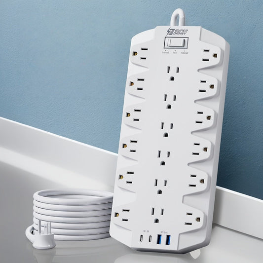 45W USB-C PD Power Strip Surge Protector 26-in-1, 22 AC Outlets & 4 USB Ports (2 USB-C 45W + 2 USB-A), 2100J, Flat Plug Wall Mountable, 15A Heavy Duty Extension Cord for Home Office Dorm – Multiple Outlet Sizes