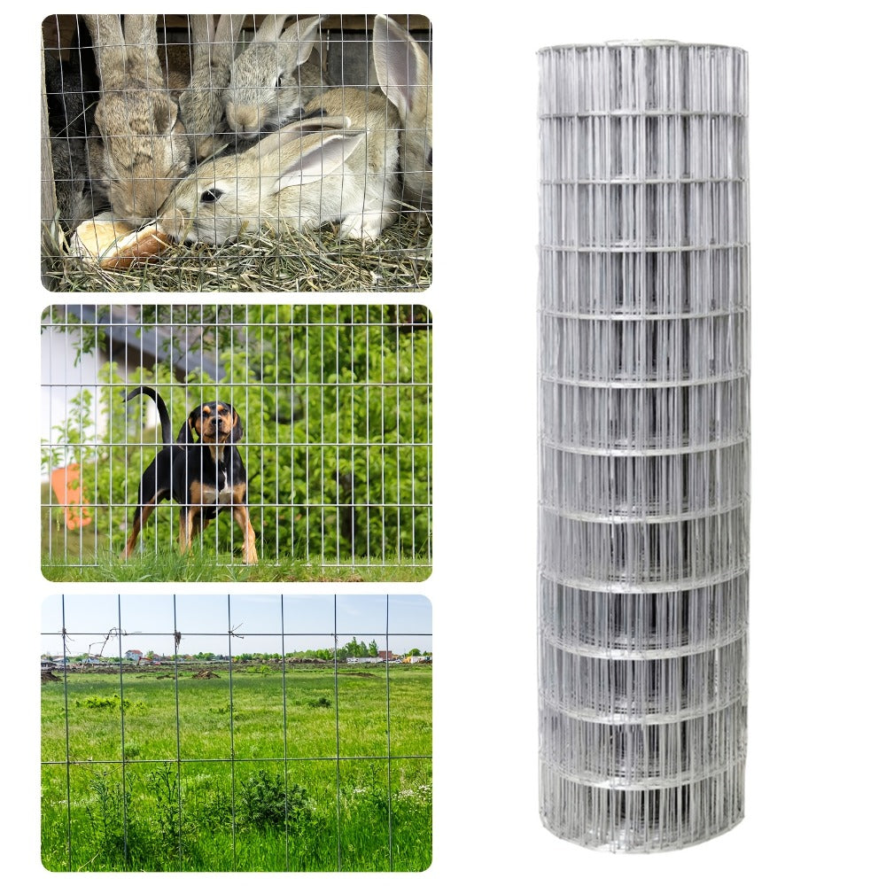 Welded Wire Mesh Fence Roll 50ft – Galvanized Zinc-Coated Steel Hardware Cloth for Chicken Coop, Garden Fence, Pet Enclosure, Rabbit Hutch & Plant Support, Rust-Resistant, 4ft 5ft 6ft Wide Options