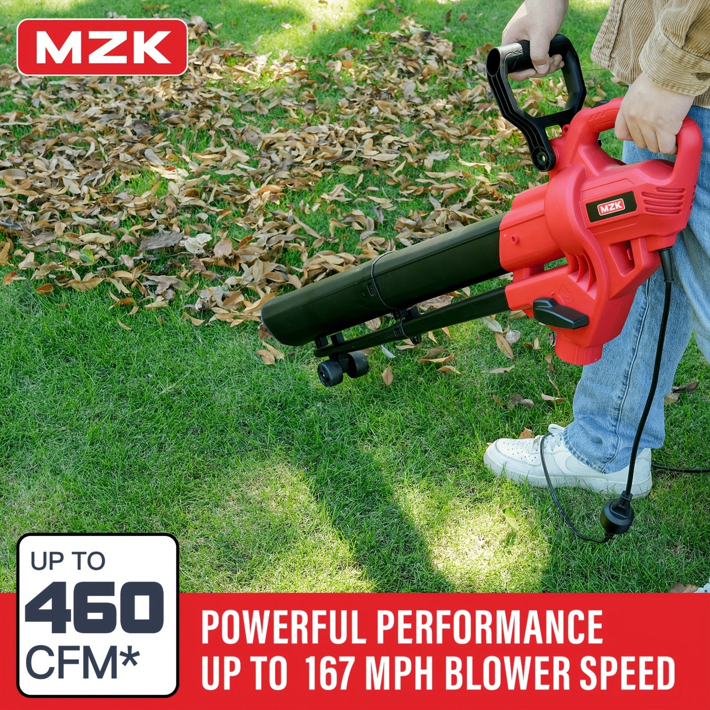 Leaf Blower Vacuum Mulcher 3-in-1 Electric Corded, 470CFM 180MPH Airflow, 13.21Gal Collection Bag, Lightweight Garden Blower Vac for Lawn Yard Driveway Patio Debris Cleanup