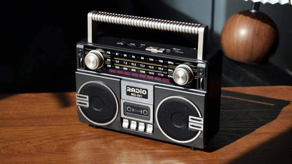 Portable AM/FM/SW Radio with 1200mAh Battery, Bluetooth, USB/TF/AUX Playback and LED Flashlight