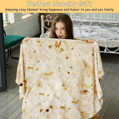 Round Food Print Throw Blanket in Pizza, Donut or Pancakes Designs with 62-, 71- or 80-Inch Diameters