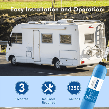 RV Water Filter with Flexible Hose Protector – Inline Hose Filter, Reduces Chlorine, Odors & Sediment, BPA-Free, for RV, Camper, Boat, Garden, Camping, 1/2/4 Pack