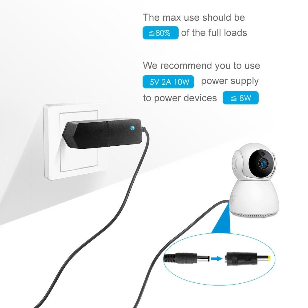 Fixed 5V 2A 10W AC/DC Power Adapter with Eight Tips, Type-C, Micro-USB and Barrel Connectors