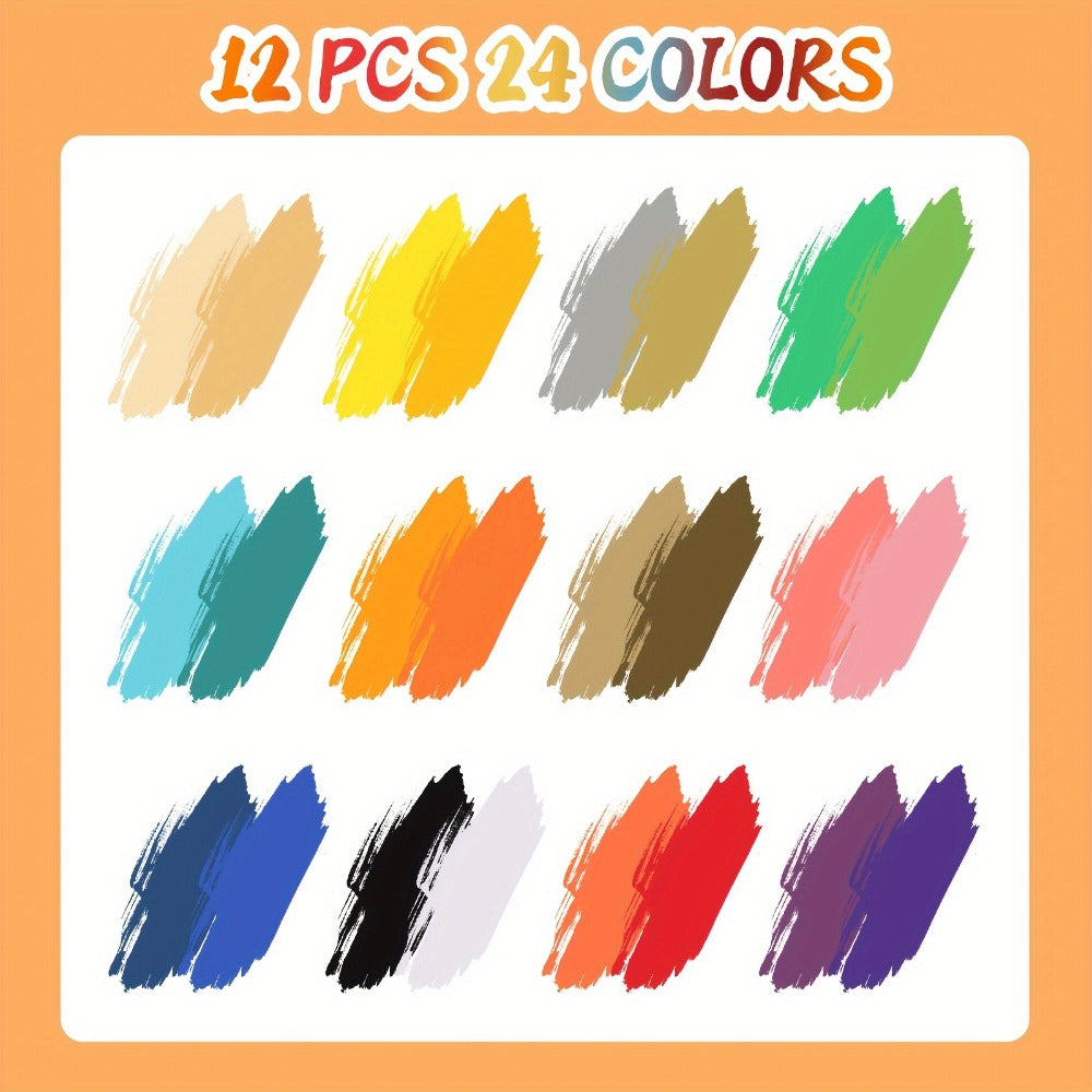 Double-Ended Acrylic Paint Pen Set with Brush and Fine Tips in 48- or 72-Piece Checkout Options
